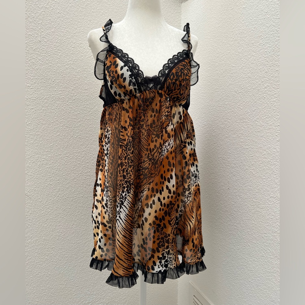 Vintage Y2K Betsy Johnson Animal Print Lingerie Set